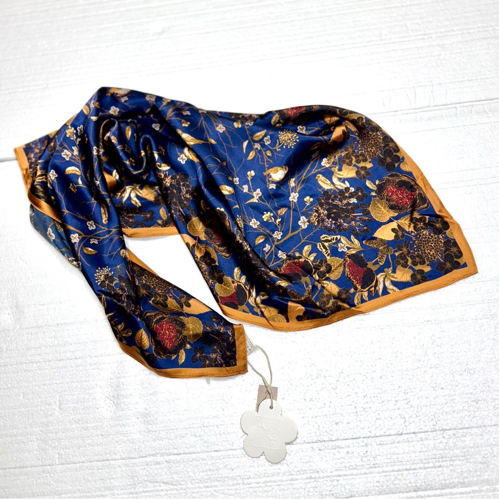 Silk classy Elegant Floral Silk Scarf wrap dress accent